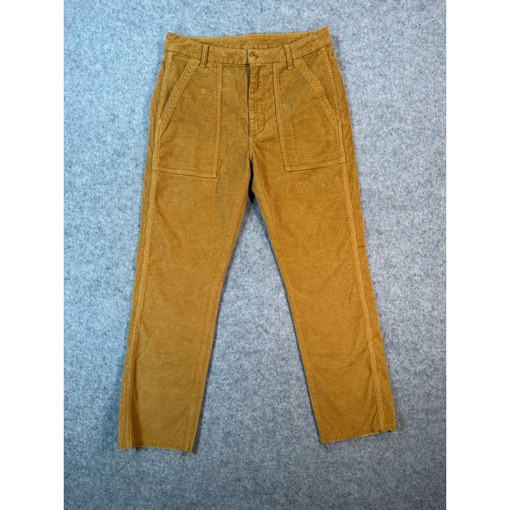 AMO Easy Army Trouser Corduroy Pants Mustard Yellow Raw Hem Size 27